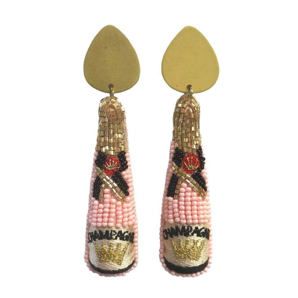 NEW ALLIE BEADS women's champagne earrings in pink